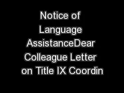 Notice of Language AssistanceDear Colleague Letter on Title IX Coordin