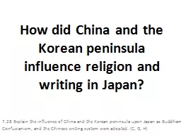 How did China and the Korean peninsula influence religion a
