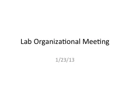 Lab Organizational Meeting