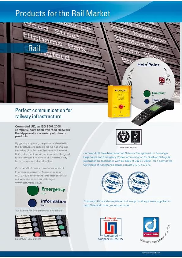 Products for the Rail MarketTwo Buttons for Emergency and Information