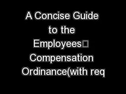 A Concise Guide to the Employees’ Compensation Ordinance(with req