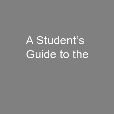 A Student’s Guide to the