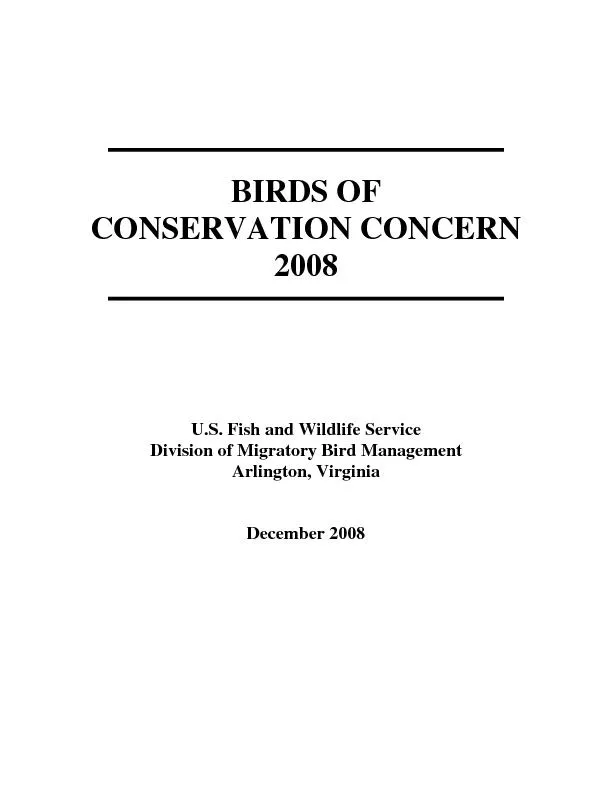 BIRDS OF CONSERVATION CONCERN 2008      U.S. Fish and Wildlife Service