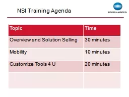 NSI Training Agenda