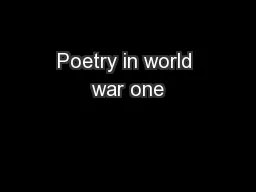 Poetry in world war one