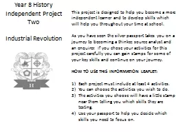 Year 8 History Independent Project Two