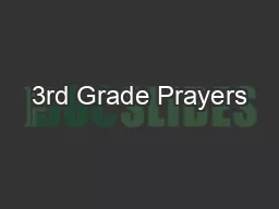 3rd Grade Prayers