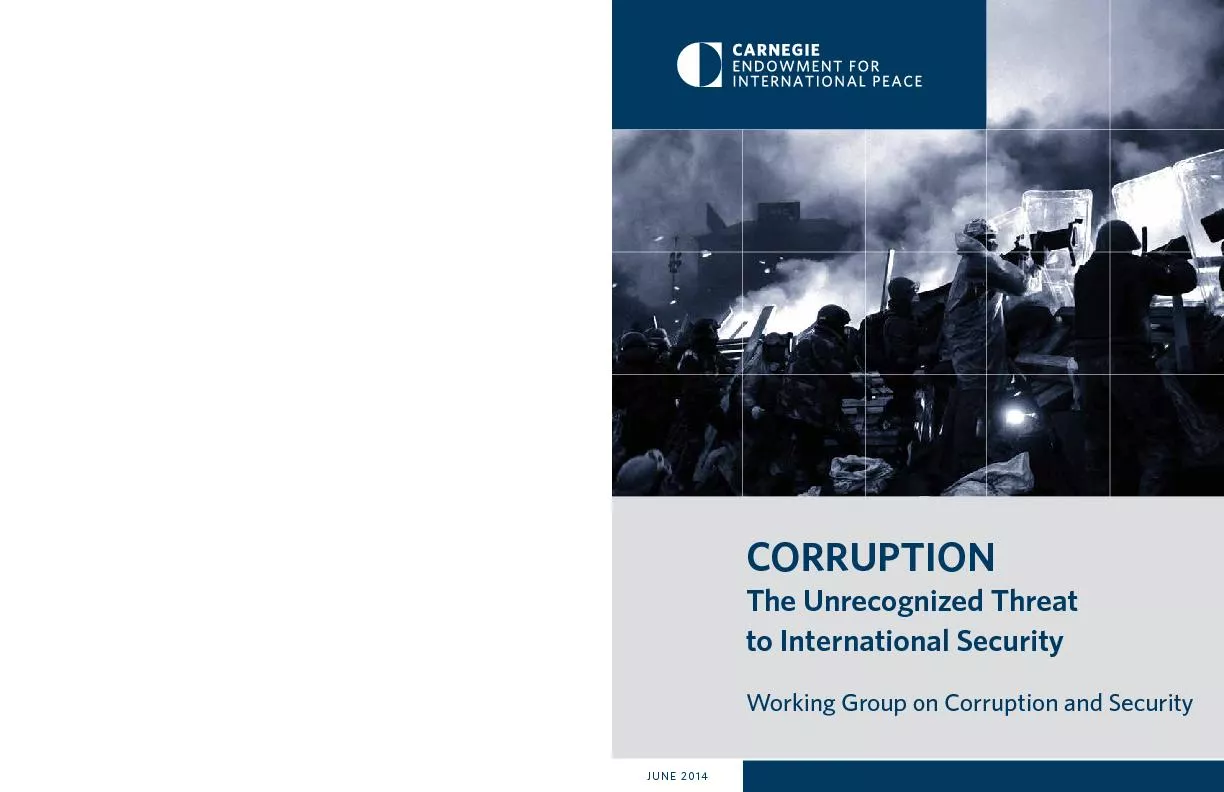 CORRUPTION The Unrecognized Threat to International SecurityWorking Gr
