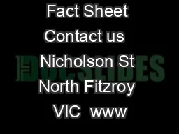 Fact Sheet Contact us  Nicholson St North Fitzroy VIC  www