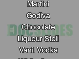 Dessert Cocktails Chocolate Martini Godiva Chocolate Liqueur Stoli Vanil Vodka White Crme