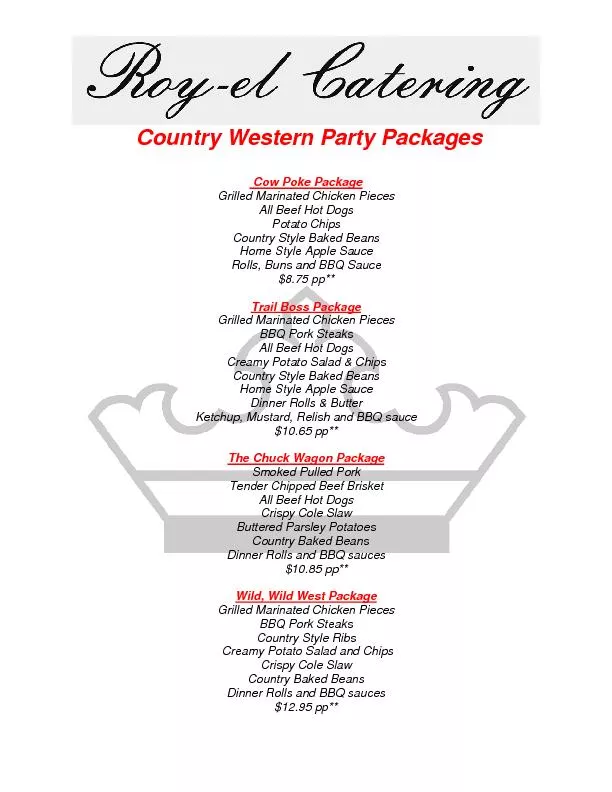 Country Western Party Packages   Cow Poke Package