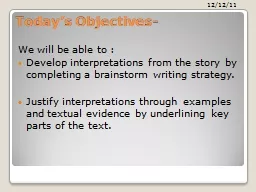 Today’s Objectives-