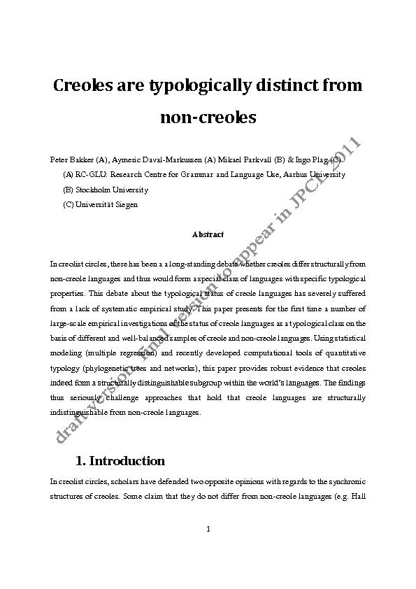 Creoles are typologically distinct from