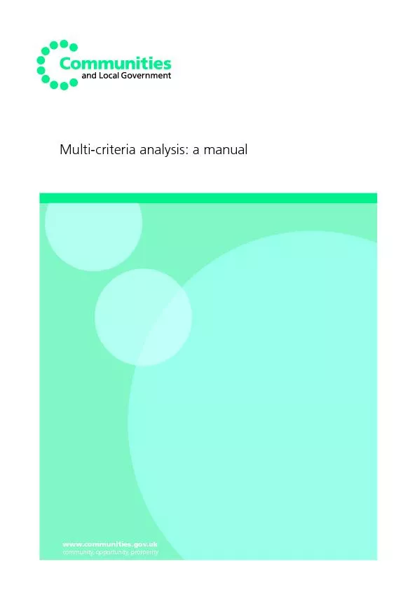 Multi-criteria analysis: a manual