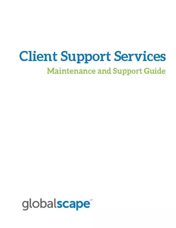 Client Support ServicesMaintenanceandSupportGuide