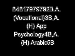 84817979792B.A. (Vocational)3B,A. (H) App Psychology4B,A. (H) Arabic5B