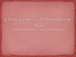 China: Century of Humiliation - Mao