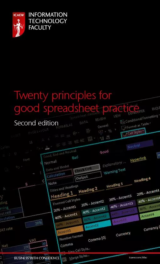 Twenty principles for good spreadsheet practice Second edition
...
