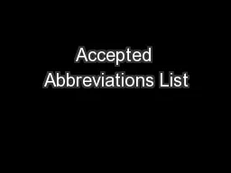 Accepted Abbreviations List
