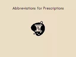 Abbreviations for Prescriptions