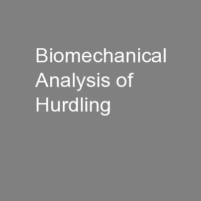 Biomechanical Analysis of Hurdling