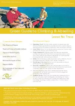 LNT Green Guide: Climbing & Abseiling