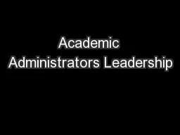 Academic Administrators Leadership
