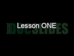 Lesson ONE
