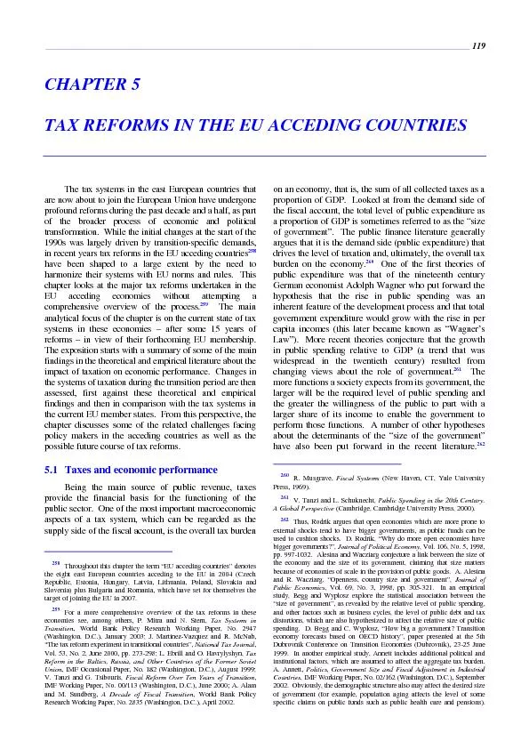 CHAPTER 5 TAX REFORMS IN THE EU ACCEDING COUNTRIES