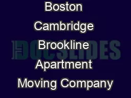 Movers in Boston Cambridge Brookline Apartment Moving Company