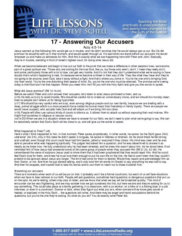 Answering Our Accusers