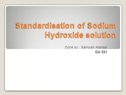 Standardisation of Sodium Hydroxide solution