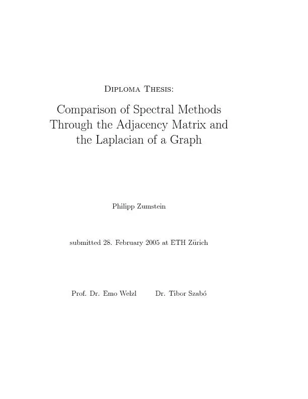 DiplomaThesis:ComparisonofSpectralMethodsThroughtheAdjacencyMatrixandt