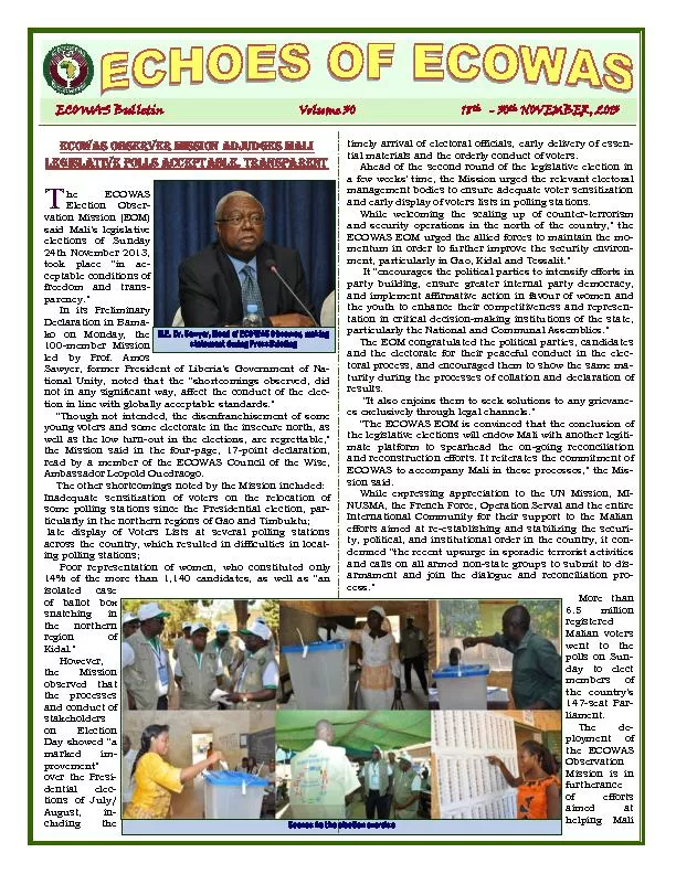 ECOWAS observer mission adjudges mali