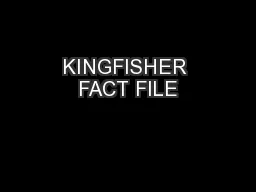 KINGFISHER FACT FILE