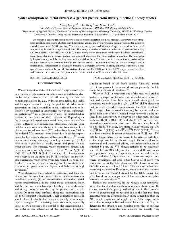 Wateradsorptiononmetalsurfaces:Ageneralpicturefromdensityfunctionalthe