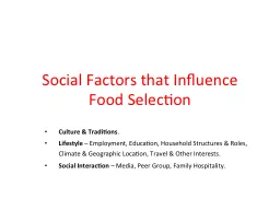 Social Factors that Influence Food Selection