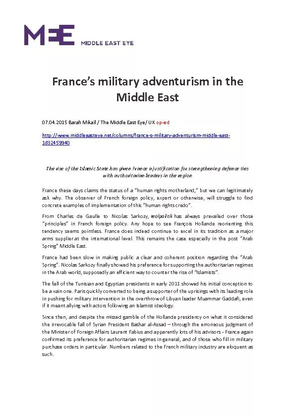 France’s military adventurism in the