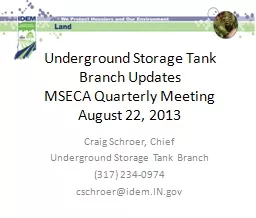 Underground Storage Tank Branch Updates
