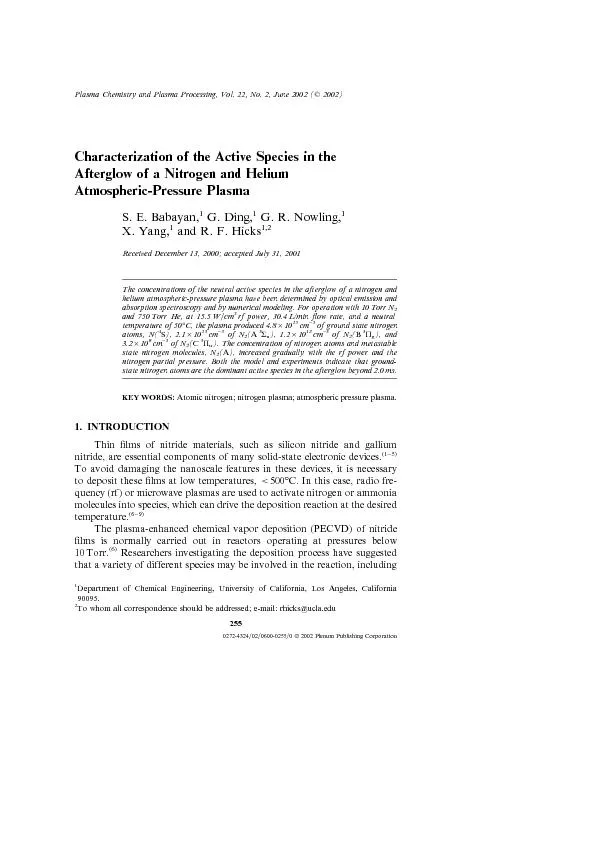 PlasmaChemistryandPlasmaProcessing,Vol.22,No.2,June2002(Characterizati