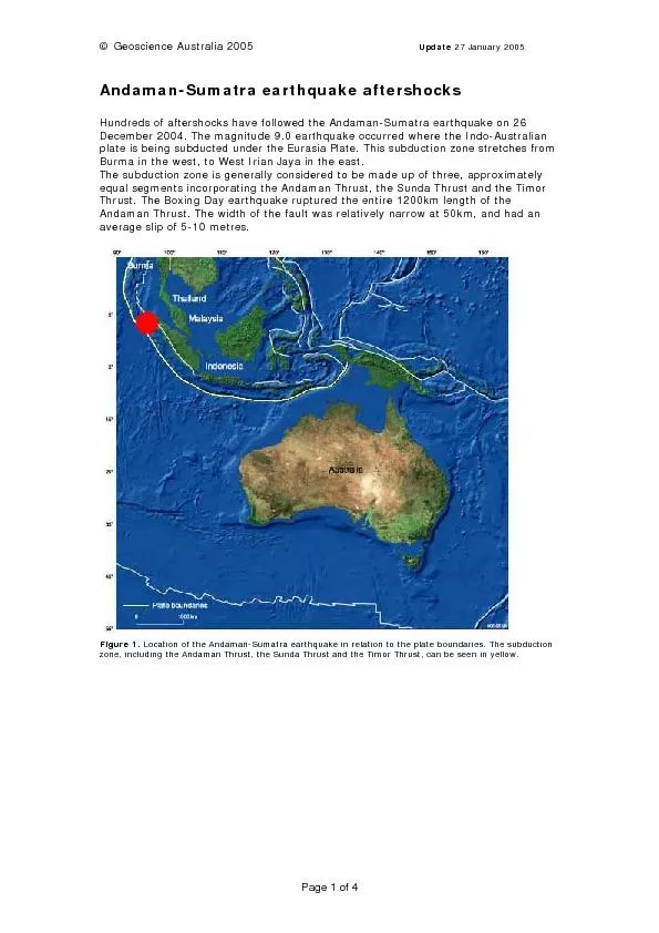 Figure 1. Location of the Andaman-Sumatra earthquake in relation to th