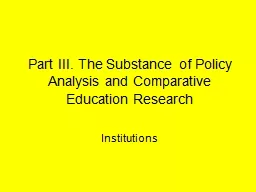 Part III. The Substance of Policy Analysis and Comparative