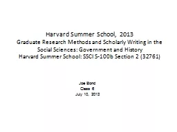 Harvard Summer School, 2013