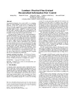 Laminar Practical FineGrained Decentralized Information Flow Control Indrajit Roy Donald E