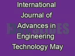 International Journal of Advances in Engineering  Technology May