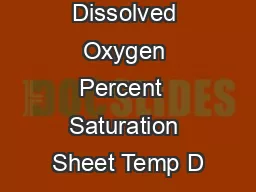 Dissolved Oxygen Percent  Saturation Sheet Temp D
