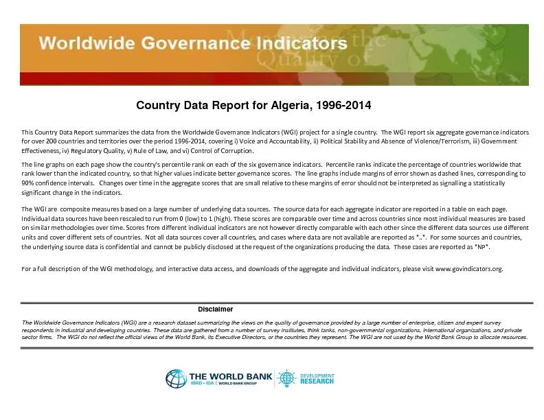 Country Data Report for Algeria, 1996-2014