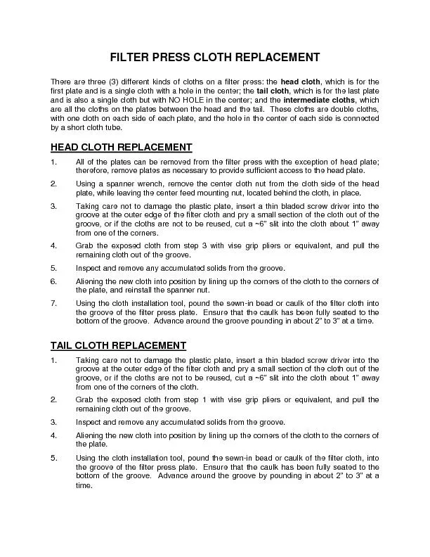 FILTERPRESSCLOTHREPLACEMENT