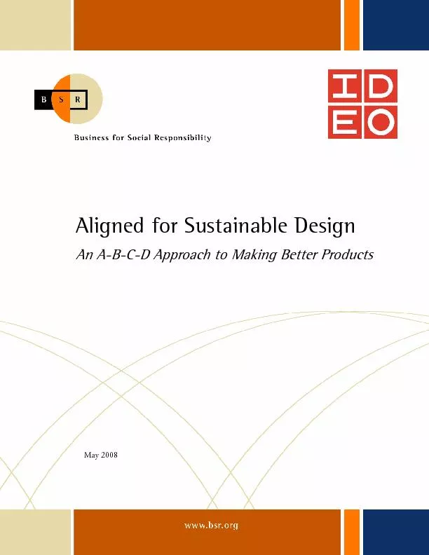 Business for Social Responsibility and IDEO Aligned for Sustainable De