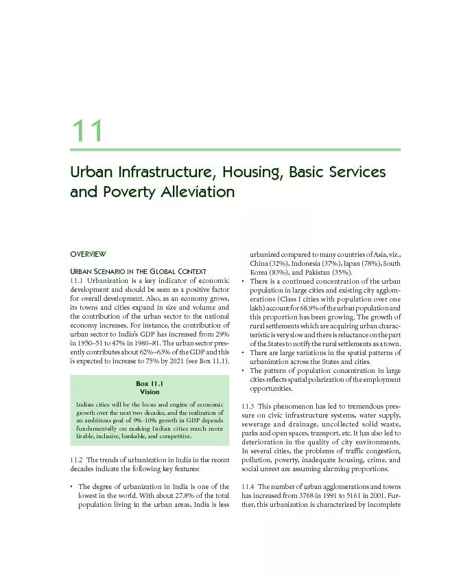 Urban Infrastructure, Housing, Basic Services